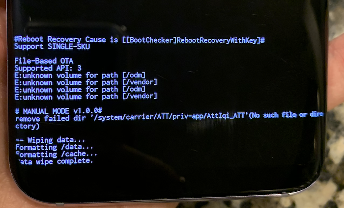 Android Recovery factory reset wiping data.