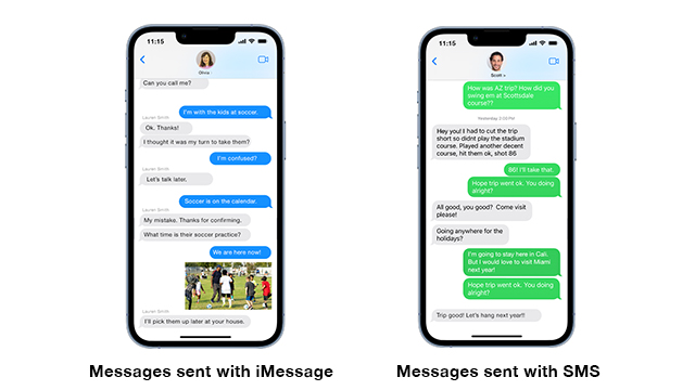 Why are my text messages blue and green colors?