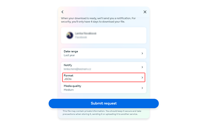After choosing Complete Copy make sure you also choose JSON.